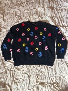 Lazy Oaf Black Crewneck Sweater with Shapes
